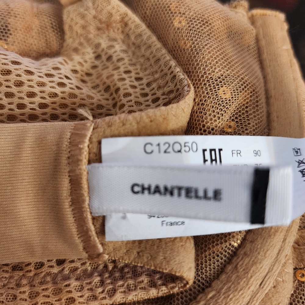 Size 34D - New CHANTELLE Fleurs Signature Demi Bra-Toffee Sequins - Picture 9 of 10